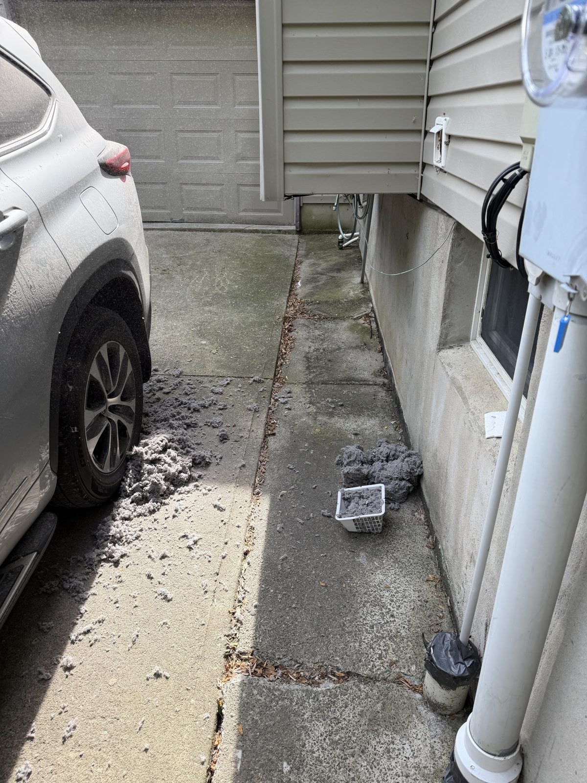 A laundry vent area before AMG cleaning