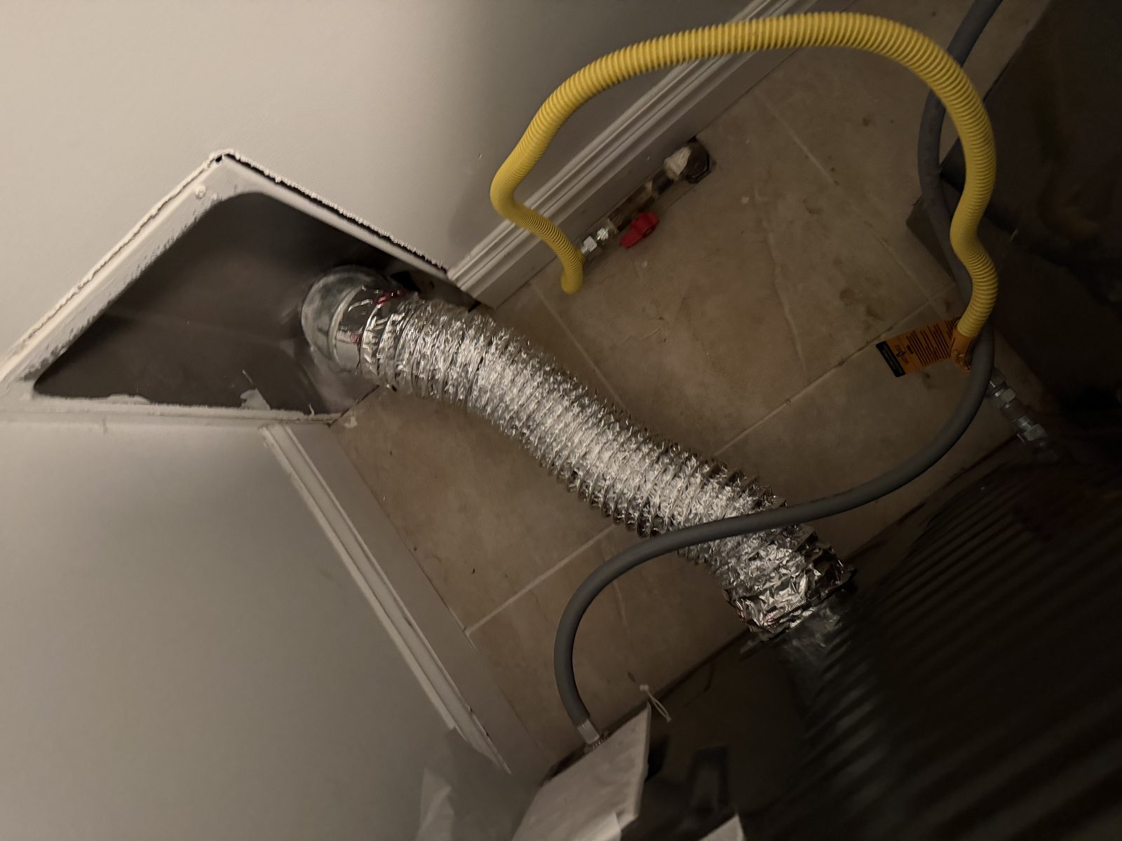Ductwork connected to an AMG cleaning hose