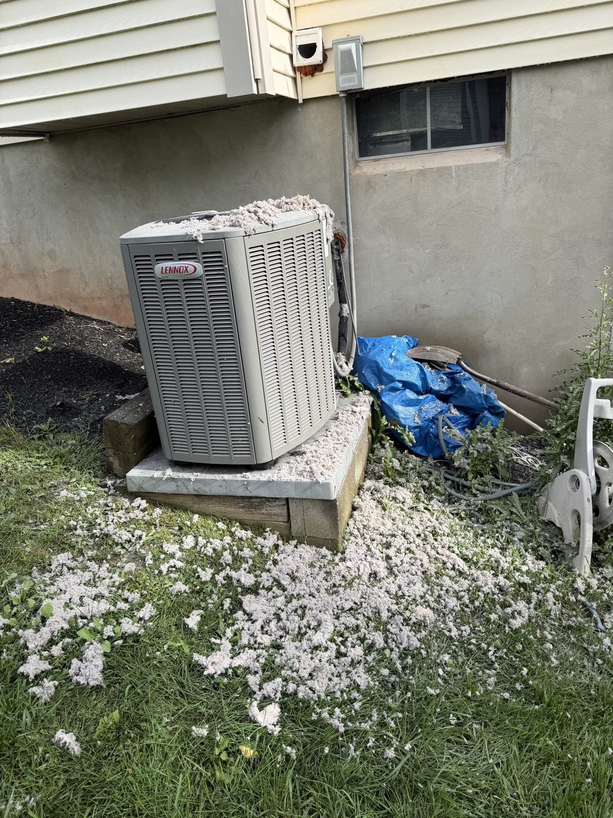 Lint cleared from an exterior vent unit